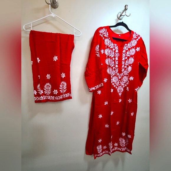 Salwar Kameez Other - SOLD New 2 pc hand embroidered chikankari top+ palazzo pant